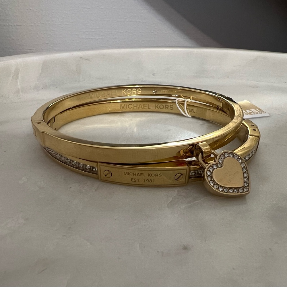 MICHAEL Michael Kors Gold Tone Pave Crystal Bangle Bracelet